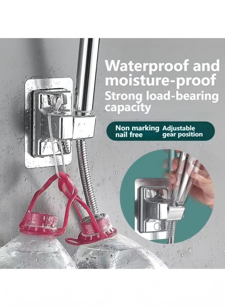 حامل رأس الدش، رأس دش عالمي من البلاستيك، حامل رأس دش محمول، حامل قابل للتعديل، مثبت على الحائط للحمام مع عصا لاصقة - Image 5