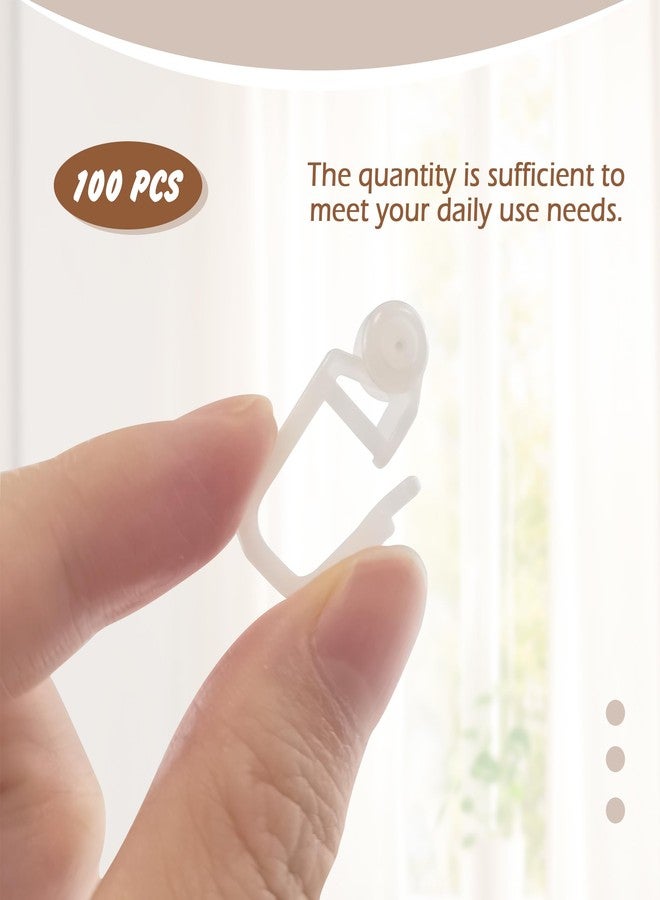 Quacc Curtain Track Gliders Set - 100 Glider Hooks and 6 Locks, Plastic Curtain Roller Accessories for Windows, Doors, Shower Curtains (White) - Image 3