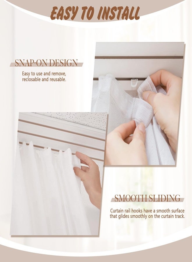 Quacc Curtain Track Gliders Set - 100 Glider Hooks and 6 Locks, Plastic Curtain Roller Accessories for Windows, Doors, Shower Curtains (White) - Image 2