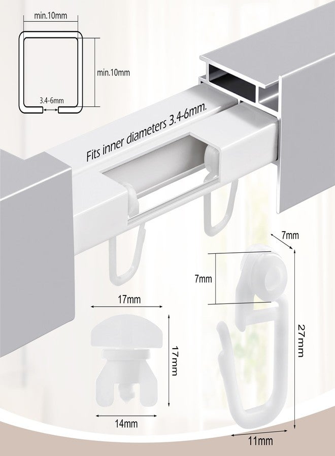 Quacc Curtain Track Gliders Set - 100 Glider Hooks and 6 Locks, Plastic Curtain Roller Accessories for Windows, Doors, Shower Curtains (White) - Image 4