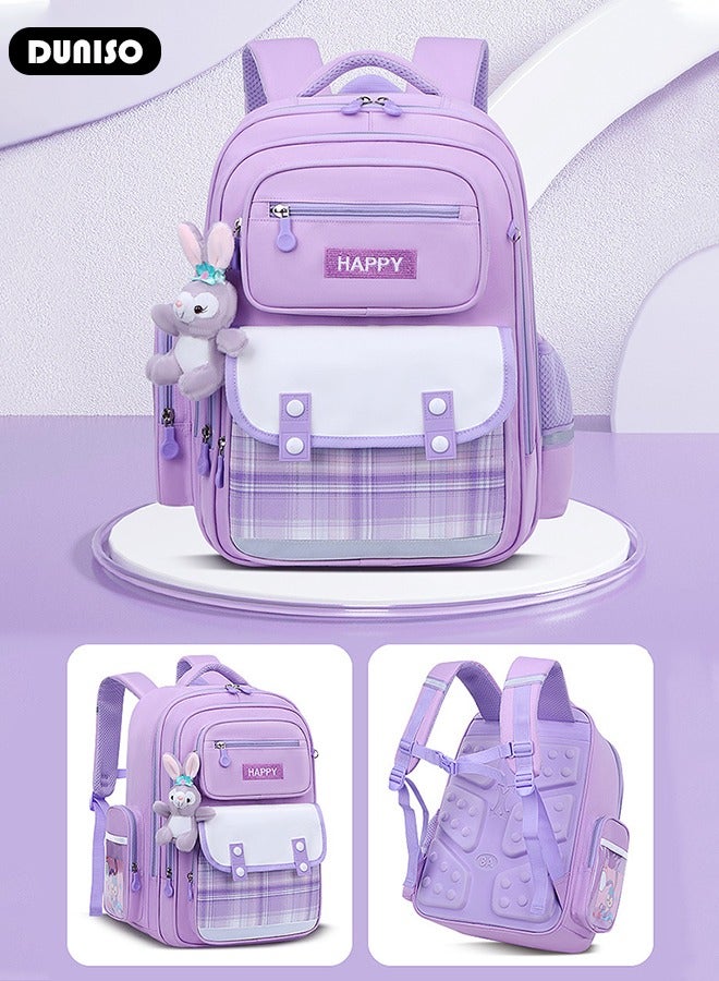 DUNISO Kids School Backpack, Large Capacity Backpack for Girls, Lightweight Schoolbag for Teen Girls Bookbag, Watrer Resistant Bookbag for Elementary Primary School Durable Multi-Compartment Daypack for Children Grades 3-6 - Image 3