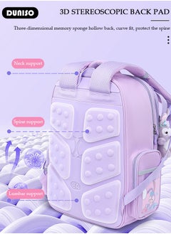 DUNISO Kids School Backpack, Large Capacity Backpack for Girls, Lightweight Schoolbag for Teen Girls Bookbag, Watrer Resistant Bookbag for Elementary Primary School Durable Multi-Compartment Daypack for Children Grades 3-6  - Image 4