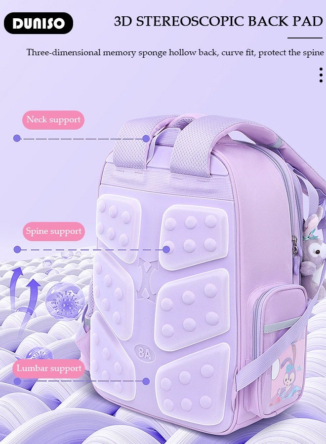 DUNISO Kids School Backpack, Large Capacity Backpack for Girls, Lightweight Schoolbag for Teen Girls Bookbag, Watrer Resistant Bookbag for Elementary Primary School Durable Multi-Compartment Daypack for Children Grades 3-6 - Image 4