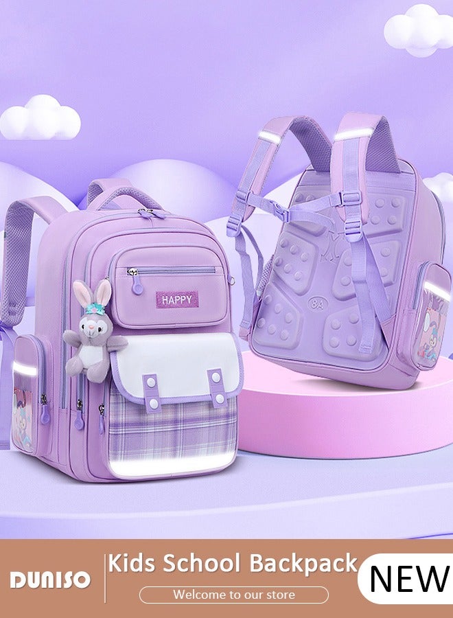 DUNISO Kids School Backpack, Large Capacity Backpack for Girls, Lightweight Schoolbag for Teen Girls Bookbag, Watrer Resistant Bookbag for Elementary Primary School Durable Multi-Compartment Daypack for Children Grades 3-6 - Image 1