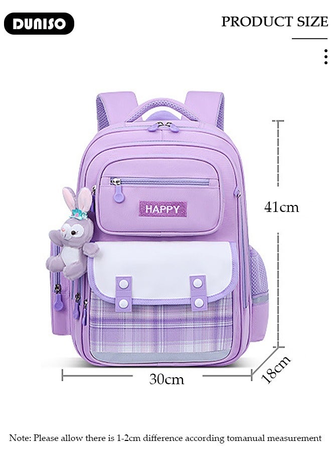 DUNISO Kids School Backpack, Large Capacity Backpack for Girls, Lightweight Schoolbag for Teen Girls Bookbag, Watrer Resistant Bookbag for Elementary Primary School Durable Multi-Compartment Daypack for Children Grades 3-6 - Image 2