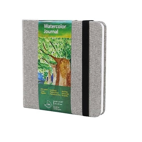 tumuarta Square Watercolor Journal, 8.25x8.25”, 140 LB, 300 GSM, 25% Cotton, Cold Press, 24 Sheets, 48 Pages, Watercolor Paper Sketchbooks for Use As Travel Mixed Media Pads Plein Air Set - Image 1