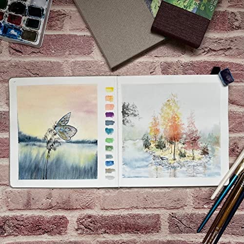 tumuarta Square Watercolor Journal, 8.25x8.25”, 140 LB, 300 GSM, 25% Cotton, Cold Press, 24 Sheets, 48 Pages, Watercolor Paper Sketchbooks for Use As Travel Mixed Media Pads Plein Air Set - Image 4