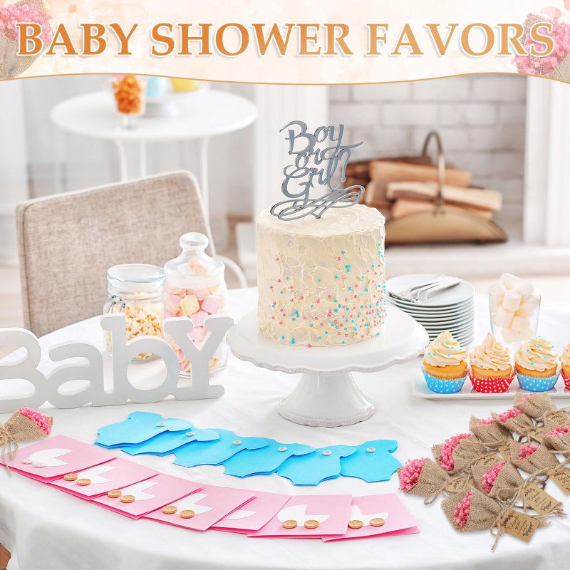 Kingdder 24 Pcs Mini Magnet Dried Flower Bouquets Baby Shower Favors for Guests Rustic Babys Breath Bridal Shower Wedding Baptism Favors with Thank You Cards Return Gifts Wedding Souvenir(Pink) - Image 5