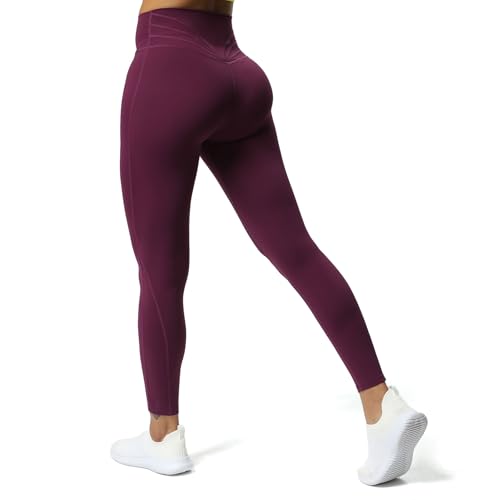 Aoxjox High Waisted Workout Leggings for Women Trinity Yoga Pants 26.5" (Dark Purple, Large) - Image 1