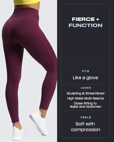 Aoxjox High Waisted Workout Leggings for Women Trinity Yoga Pants 26.5" (Dark Purple, Large) - Image 5