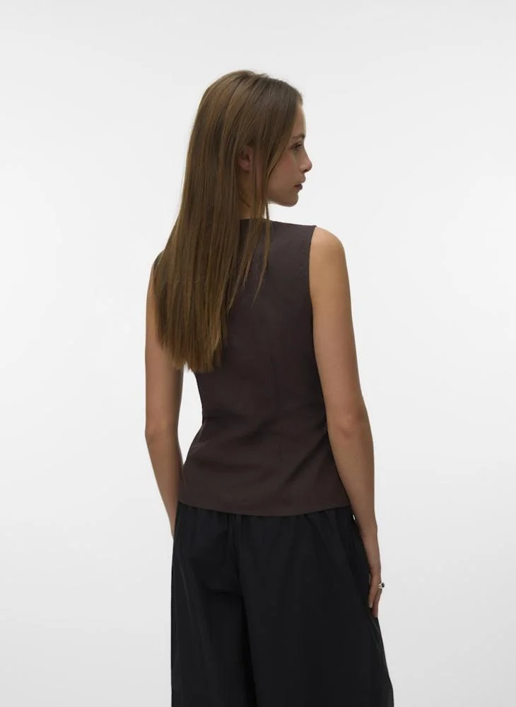 VERO MODA Crew Neck Woven Waistcoat