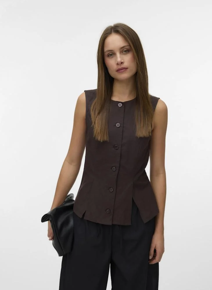 VERO MODA Crew Neck Woven Waistcoat