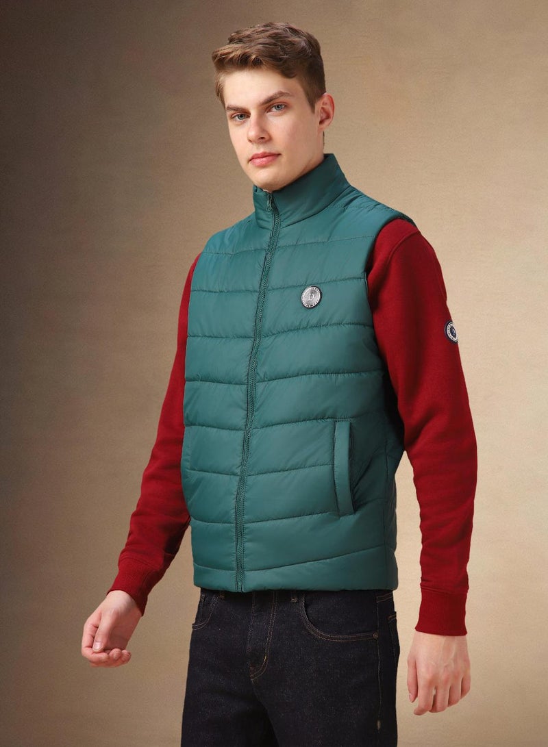 Dennis Lingo Men's Green 100% Polyester Solid Gilet Regular Fit Jacket - Image 2