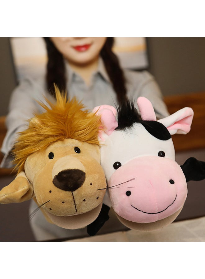 Animal Hand Doll Toy Gloves Mouth Movable Plush Doll Animal Doll Doll Kindergarten Ventilator Can Open Mouth-Color:Fawn-Height:25cm [can Open Mouth/adult Hand]]  - Image 3