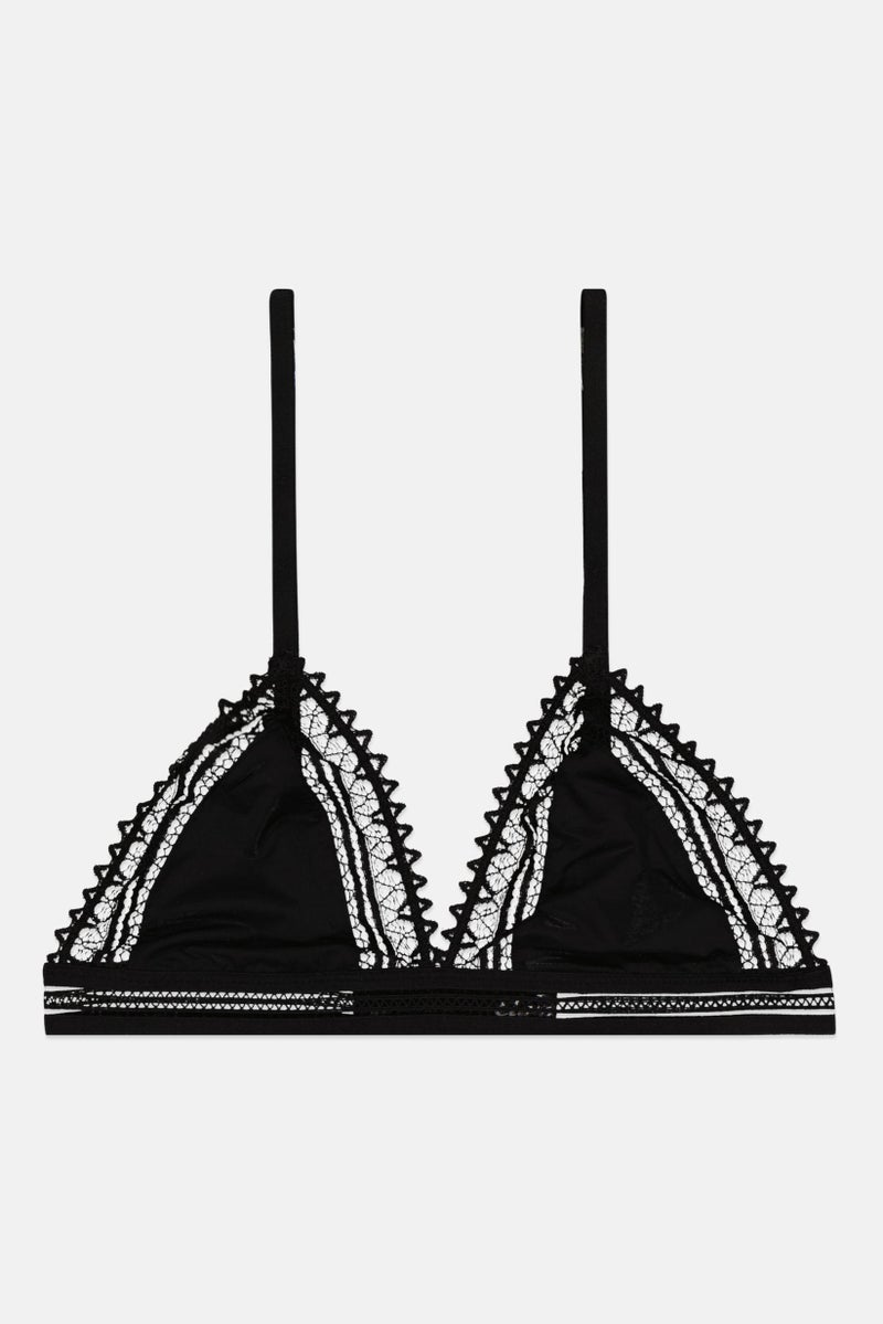 Etam Women Lace Triangle Non Padded Bra, Black - Image 1