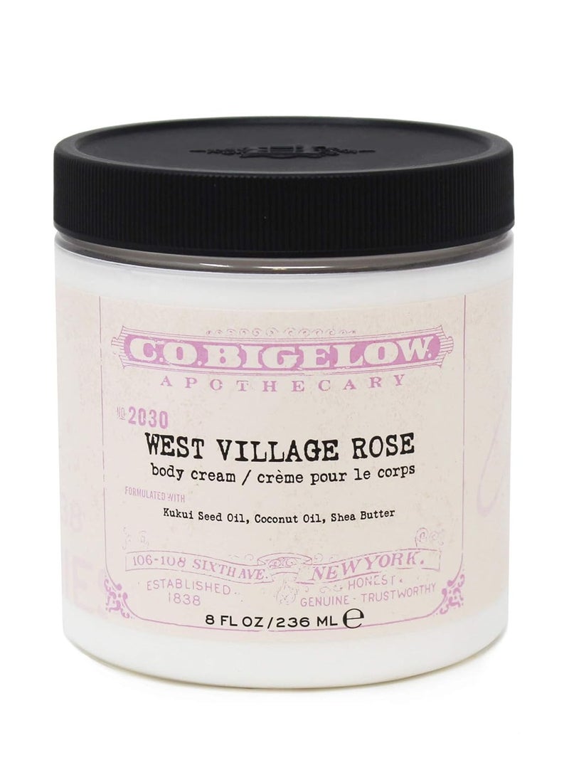 C. O. Bigelow C.O. Bigelow Iconic Collection West Village Rose Body Cream, with Kukui Seed Oil, Coconut Oil, and Shea Butter, 8 fl oz 