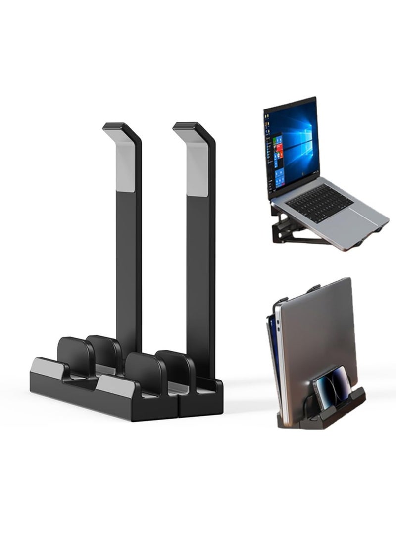 Aideli 3-Slot Vertical Laptop Stand – Space-Saving Upright Holder & Dual Laptop Stand | Desk Organizer for Laptops, Tablets & Pads  - Image 1