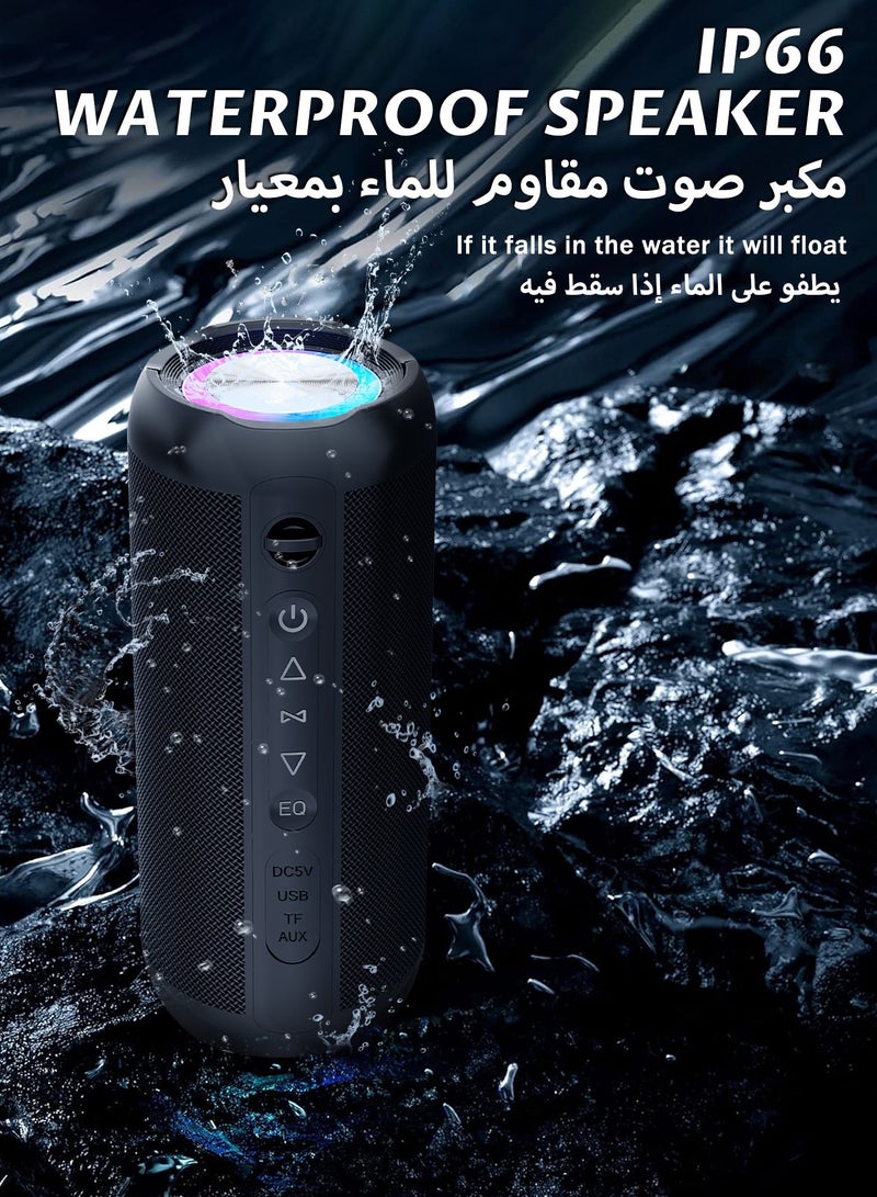 HUO JI M13 Portable Bluetooth Speaker, IP66 Waterproof 30W Bass, 16H Playtime & TWS Pairing, 360° 3D Sound with RGB Lights, Outdoor Speaker for Pool, Beach, Camping - Image 5