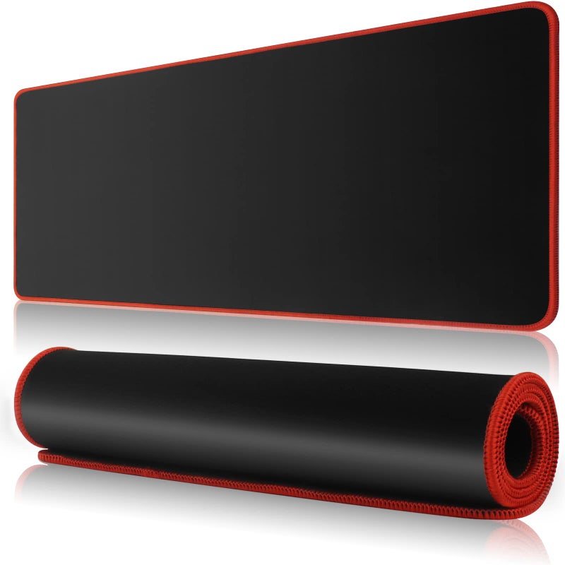 MasiBloom Large Gaming Mouse Pad Mat 11.8x23.6 Inches with Red String Stitched Edge Non-Slip Rubber Base Washable Resilient for Office Home Computers Laptop Table Mouse Pads Mats Accessory - Image 1
