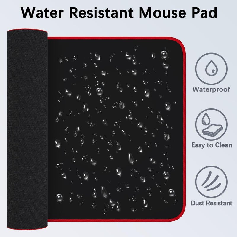 MasiBloom Large Gaming Mouse Pad Mat 11.8x23.6 Inches with Red String Stitched Edge Non-Slip Rubber Base Washable Resilient for Office Home Computers Laptop Table Mouse Pads Mats Accessory - Image 4