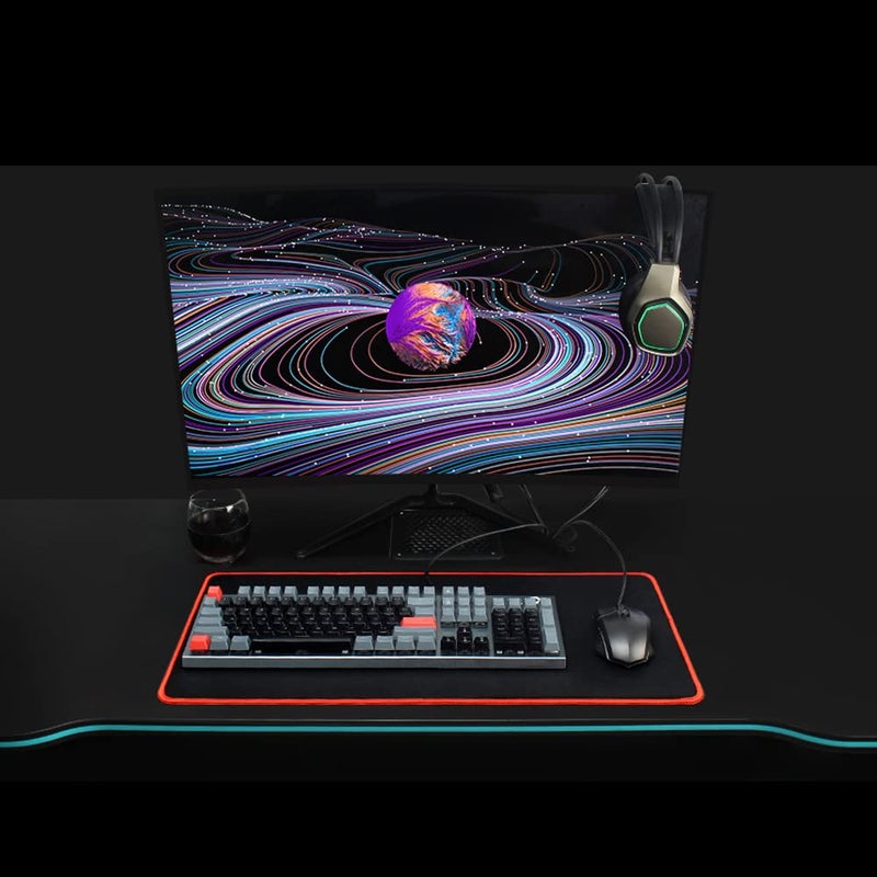 MasiBloom Large Gaming Mouse Pad Mat 11.8x23.6 Inches with Red String Stitched Edge Non-Slip Rubber Base Washable Resilient for Office Home Computers Laptop Table Mouse Pads Mats Accessory - Image 3
