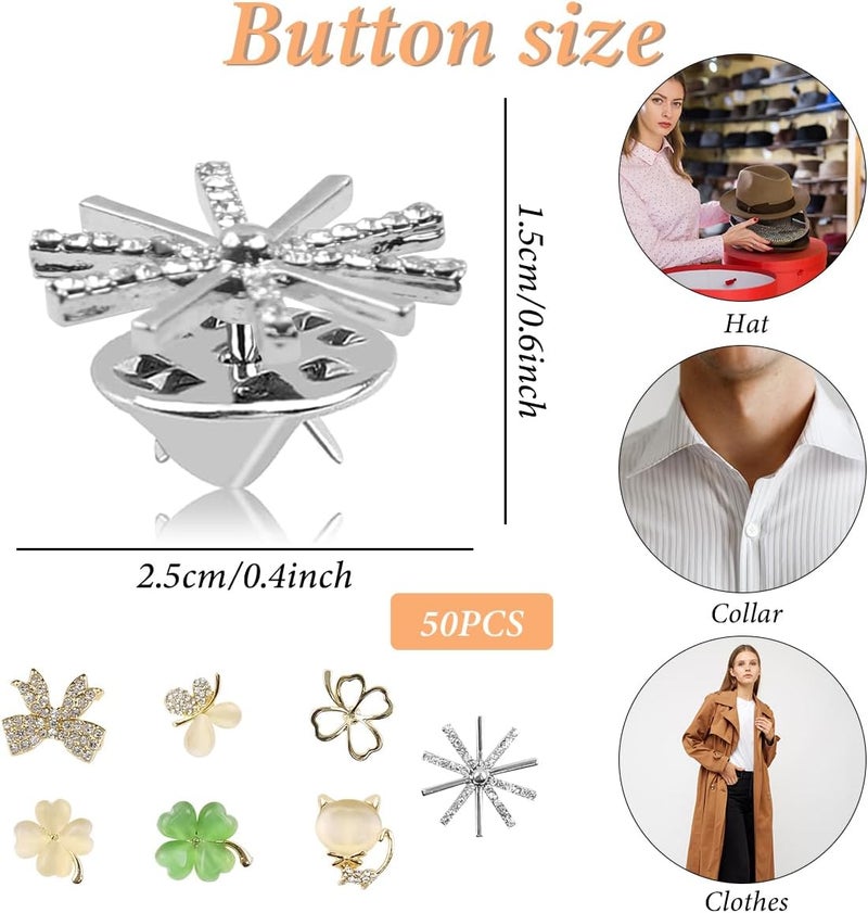 HANNEA® 7pcs Shirt Brooch for Women Crystal Opal Brooch Pins Four Leaf Clover Cover Up Safety Brooches for Shawl, Sweater, Dress, Hat, Bag Decor - Image 2