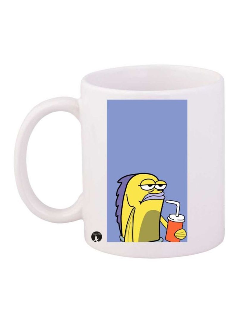 Spongebob Printed Mug White/Blue/Yellow Standard Size