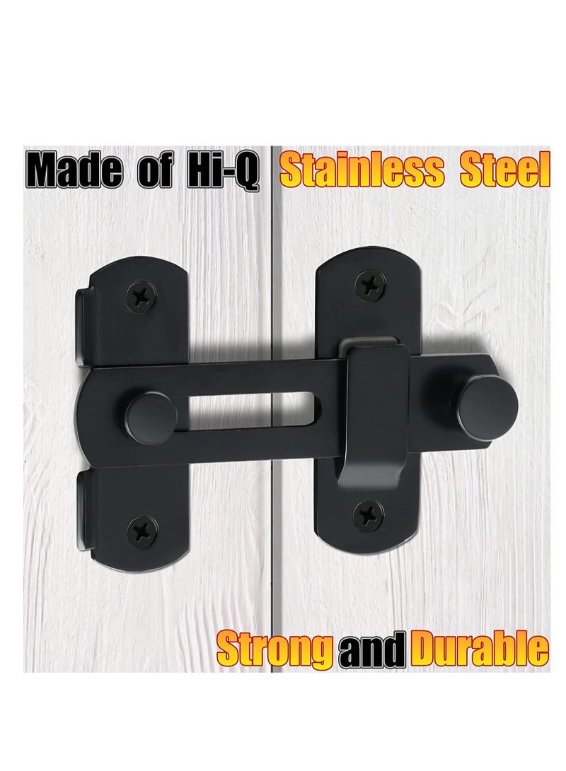 PCS Door Lock, Stainless Steel Gate Latches Flip Latch Safety Door Bolt Latch Lock, MK001 Matte Black Finish - Image 2