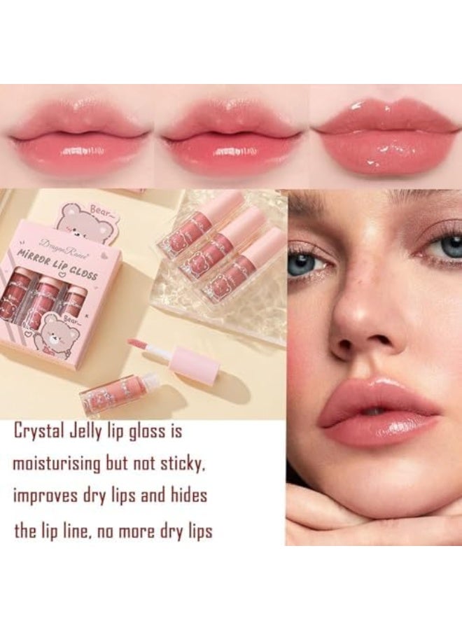 Dragon Ranee 3 Pcs Mini Lip Gloss Set, Tinted Plumping Glow Oil for Teenage Girls and Women, Cute Hydrating Mirror Gloss, Non-Sticky Long Lasting Moisturizing (Set-C) - Image 3