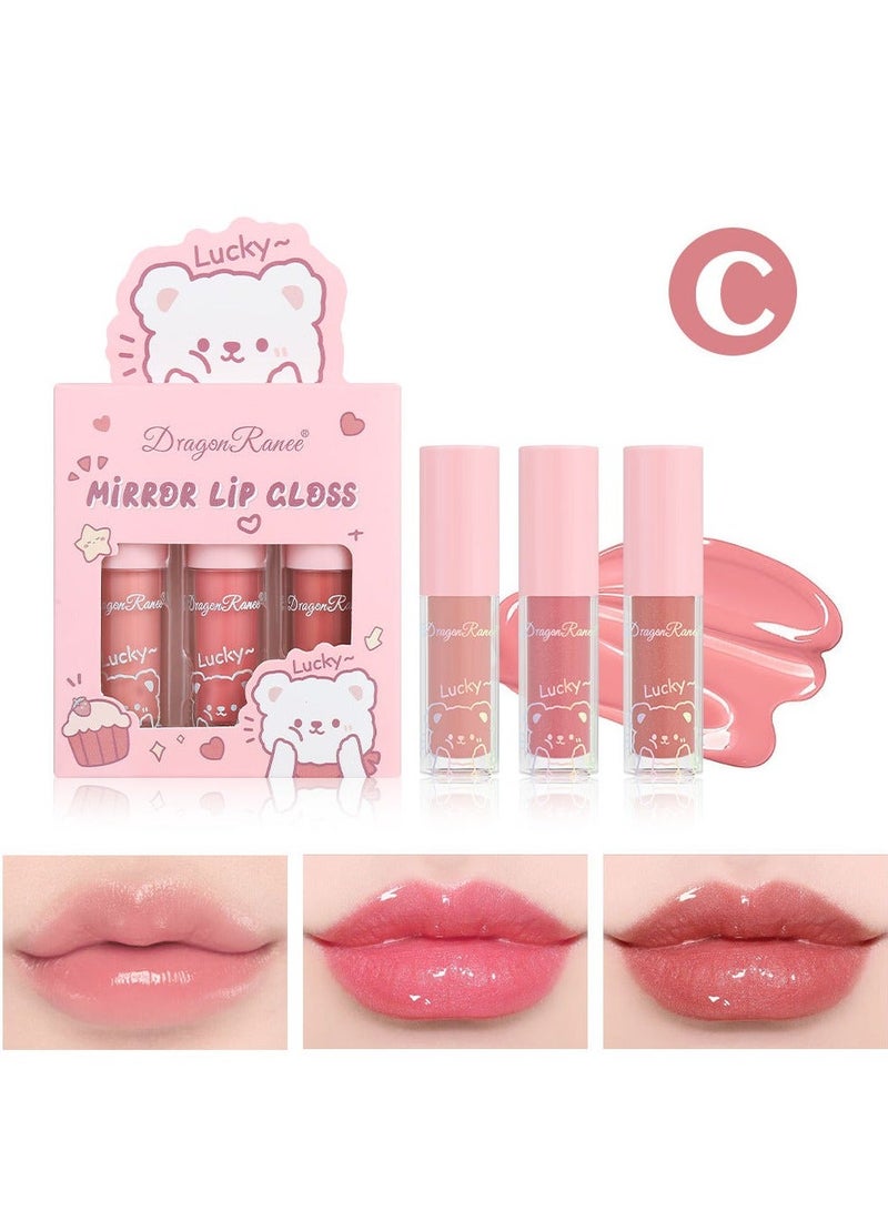 Dragon Ranee 3 Pcs Mini Lip Gloss Set, Tinted Plumping Glow Oil for Teenage Girls and Women, Cute Hydrating Mirror Gloss, Non-Sticky Long Lasting Moisturizing (Set-C) - Image 1