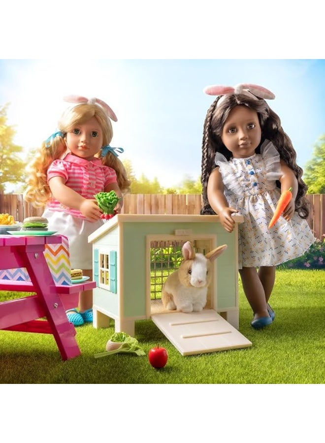 Our Generation Doll's Rabbit Hutch Playset with Plush Bunny and Miniature Food Accessories - Image 2