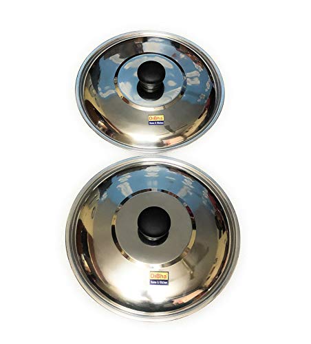 DiBha Stainless Steel Multipurpose Lid/Cover/Ciba with Knob, Silver Set of 2 (Diameter - 24cm) - Image 5