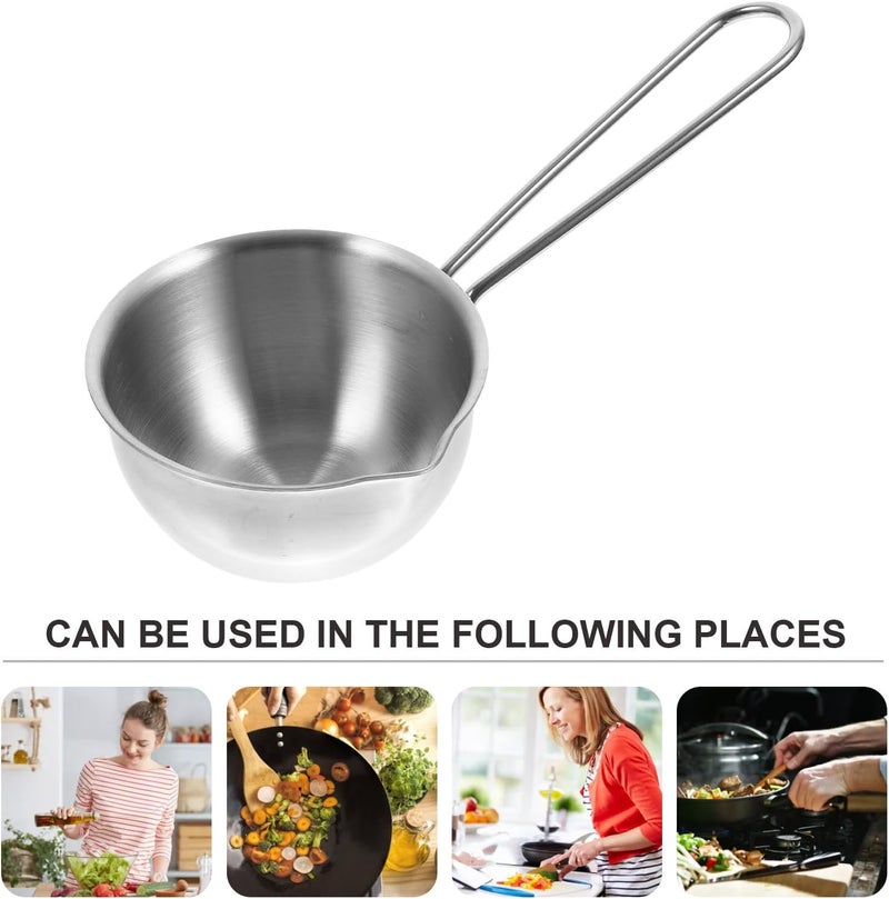 Stainless Steel 304 Mini Saucepan 150ml with Scale Markings and Long Handle, Pouring Oil Pot for Stovetop Cooking and Sauce Preparation in Home Kitchen - Image 3