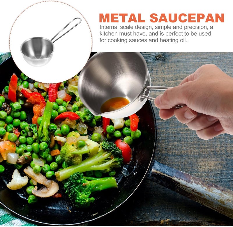 Stainless Steel 304 Mini Saucepan 150ml with Scale Markings and Long Handle, Pouring Oil Pot for Stovetop Cooking and Sauce Preparation in Home Kitchen - Image 5