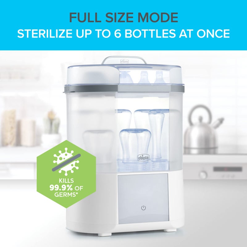 Chicco Advanced Electric Steam Sterilizer & Dryer for Baby Bottles, Feeding Accessories and More | Eliminates 99.9% of Germs | 4 Programming Options | 2 Configurations | Automatic Shut-Off - Image 4