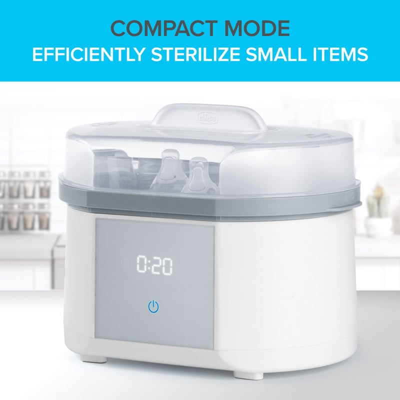 Chicco Advanced Electric Steam Sterilizer & Dryer for Baby Bottles, Feeding Accessories and More | Eliminates 99.9% of Germs | 4 Programming Options | 2 Configurations | Automatic Shut-Off - Image 5