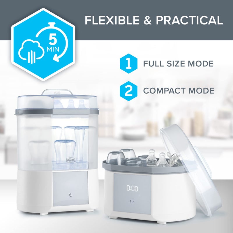 Chicco Advanced Electric Steam Sterilizer & Dryer for Baby Bottles, Feeding Accessories and More | Eliminates 99.9% of Germs | 4 Programming Options | 2 Configurations | Automatic Shut-Off - Image 3