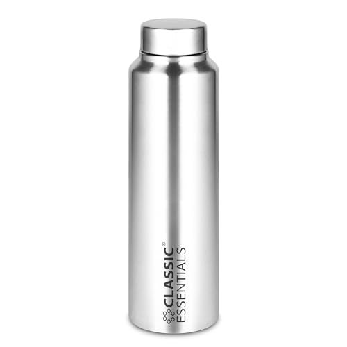 CLASSIC ESSENTIALS Spring Stainless Steel Single Walled Fridge Water Bottle (1000ml,Silver) Leakproof BPA free Lids,Great For Travel,Picnic,Camping Etc. - Image 1