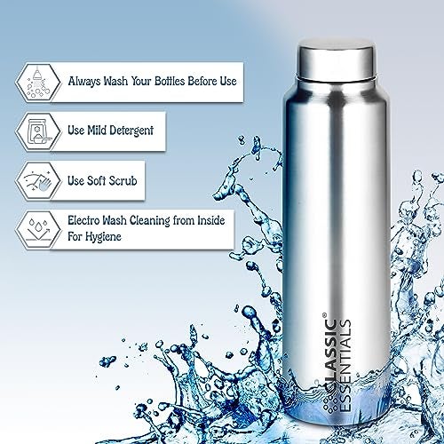 CLASSIC ESSENTIALS Spring Stainless Steel Single Walled Fridge Water Bottle (1000ml,Silver) Leakproof BPA free Lids,Great For Travel,Picnic,Camping Etc. - Image 4