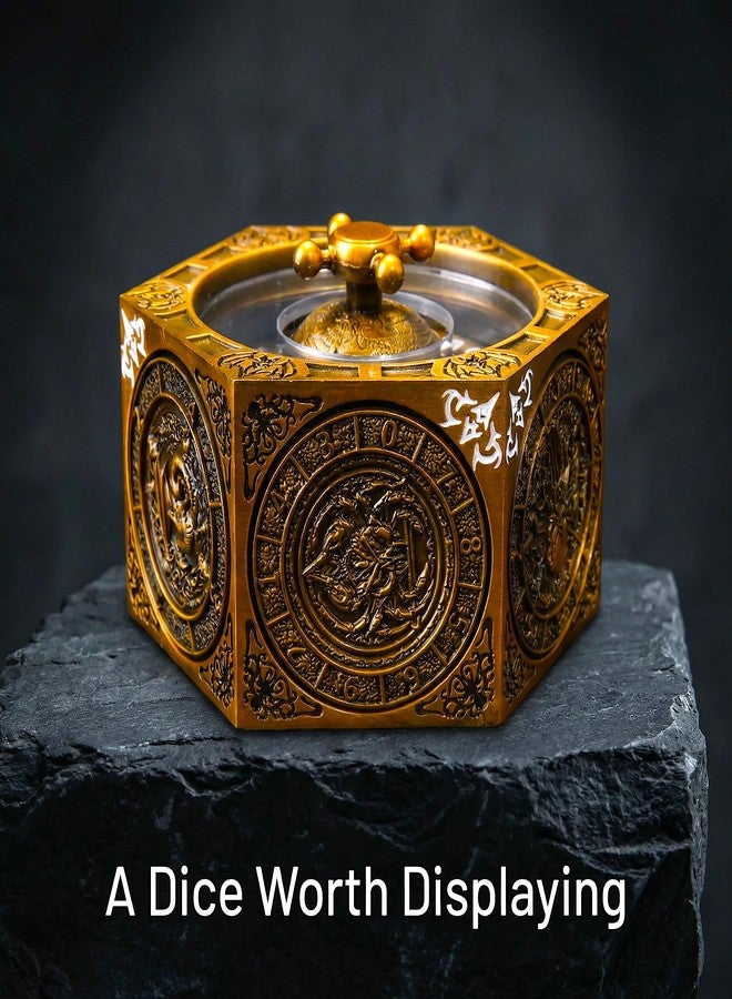 FTNNGIME مجموعة نرد معدنية دوارة 7 في 1 لألعاب تقمص الأدوار Dungeons and Dragons - قرص روليت دوار D20 علوي + أقراص جانبية متعددة الأوجه (D4 D6 D8 D10 D12 D%) - هدية ملحق ألعاب متينة (ذهبي) - Image 3