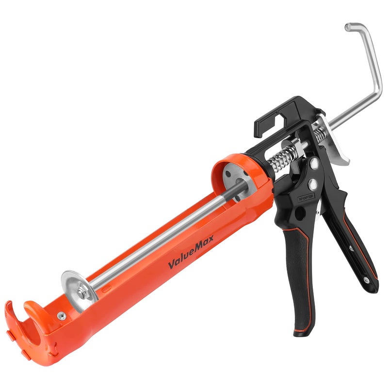 ValueMax Caulk Gun, 9 Inch Silicone Sealant Caulking Gun for Caulking/Filling/Sealing, Trigger Comfort Grip and Iron Smooth Rod, Ideal for Tiles, Window Joints, 8:1 Thrust Ratio - Image 1