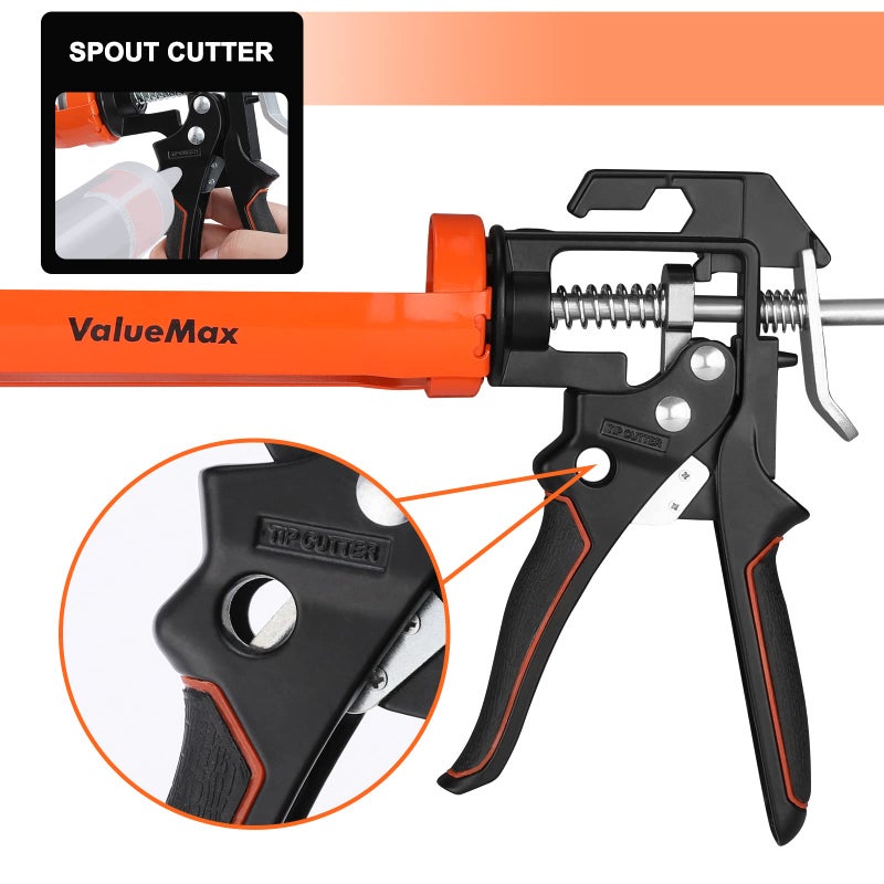 ValueMax Caulk Gun, 9 Inch Silicone Sealant Caulking Gun for Caulking/Filling/Sealing, Trigger Comfort Grip and Iron Smooth Rod, Ideal for Tiles, Window Joints, 8:1 Thrust Ratio - Image 3