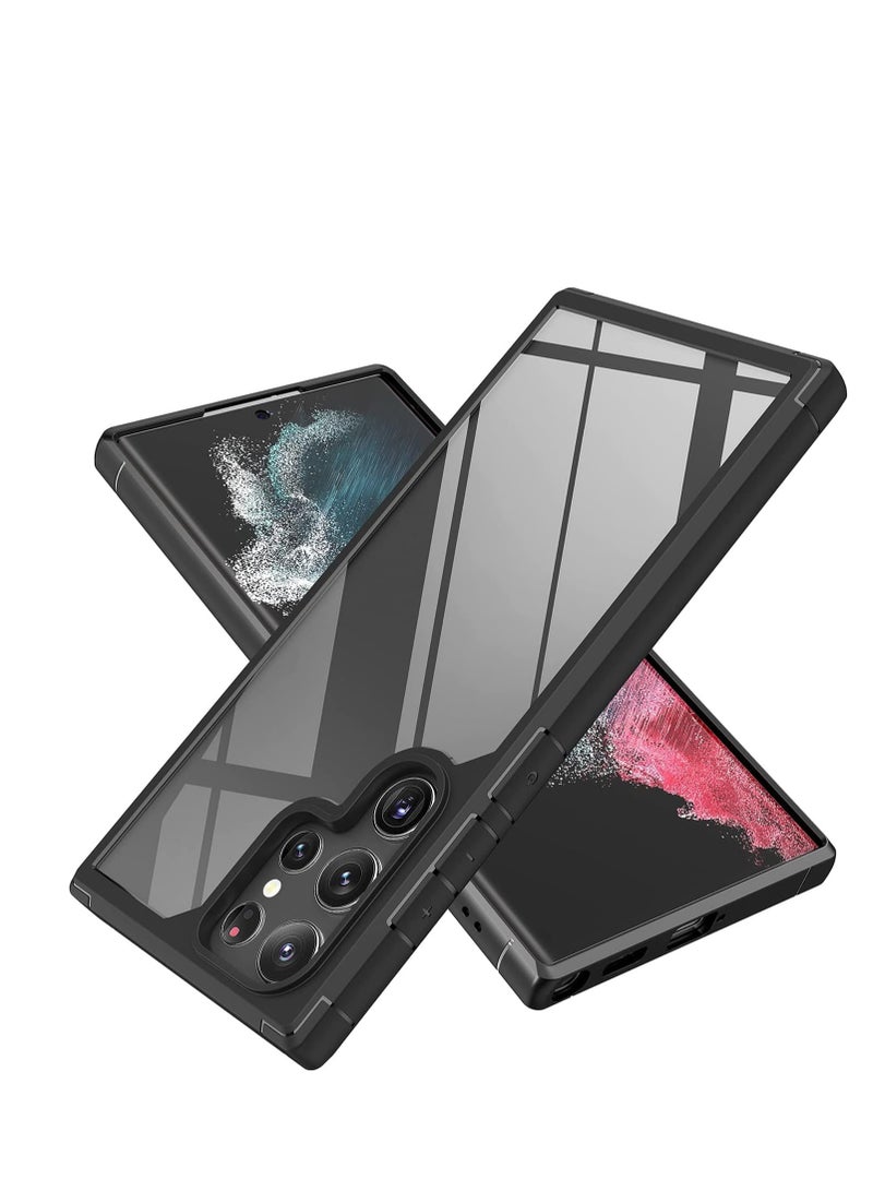 SYOSI Designed for Samsung S23 Ultra Case Clear Translucent Hard Back with Soft Bumper Edge Slim Protective Thin Phone Cover Compatible for Samsung Galaxy S23 Ultra 5G Case Black  - Image 1