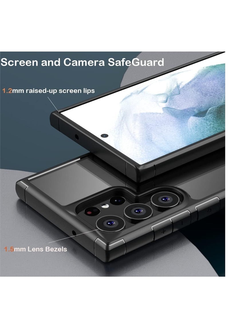 SYOSI Designed for Samsung S23 Ultra Case Clear Translucent Hard Back with Soft Bumper Edge Slim Protective Thin Phone Cover Compatible for Samsung Galaxy S23 Ultra 5G Case Black  - Image 2