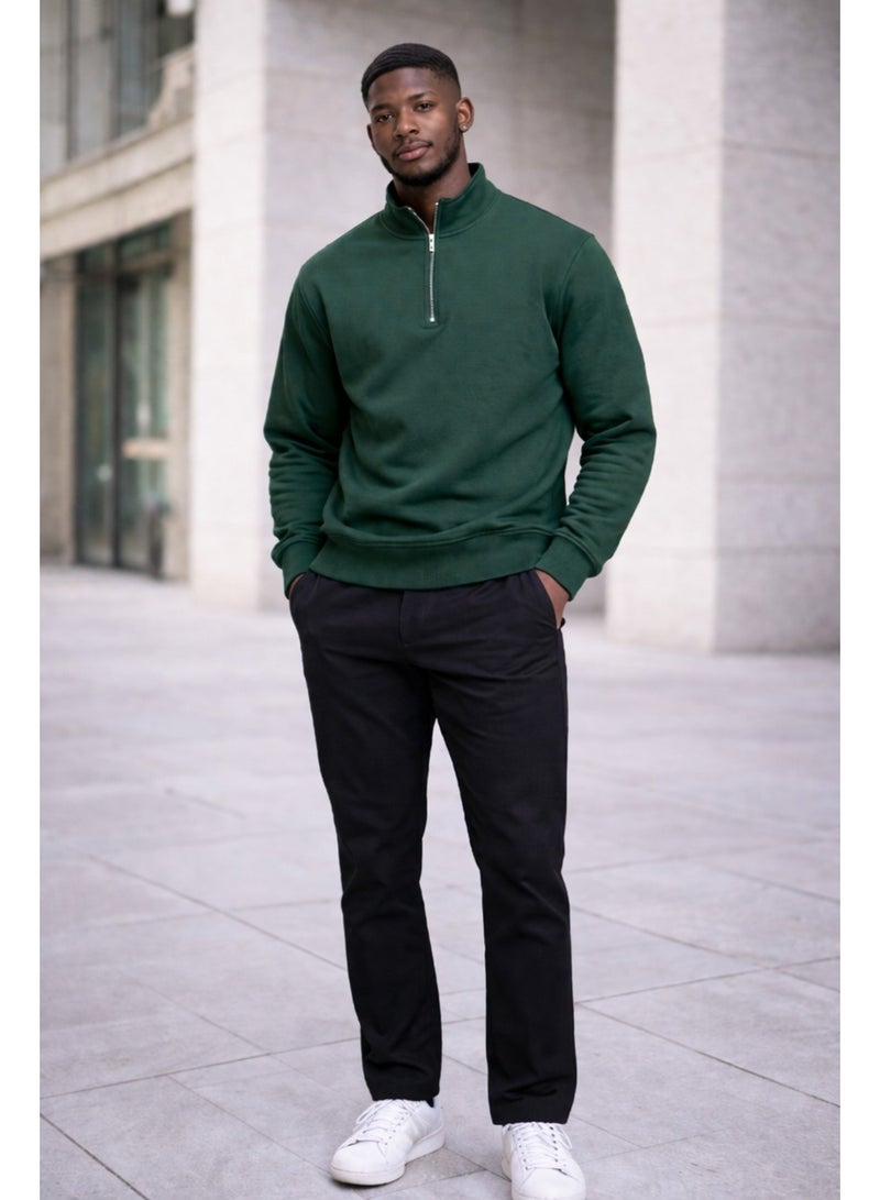 Caesar Men's half-neck cotton hoodie with zipper - Image 4