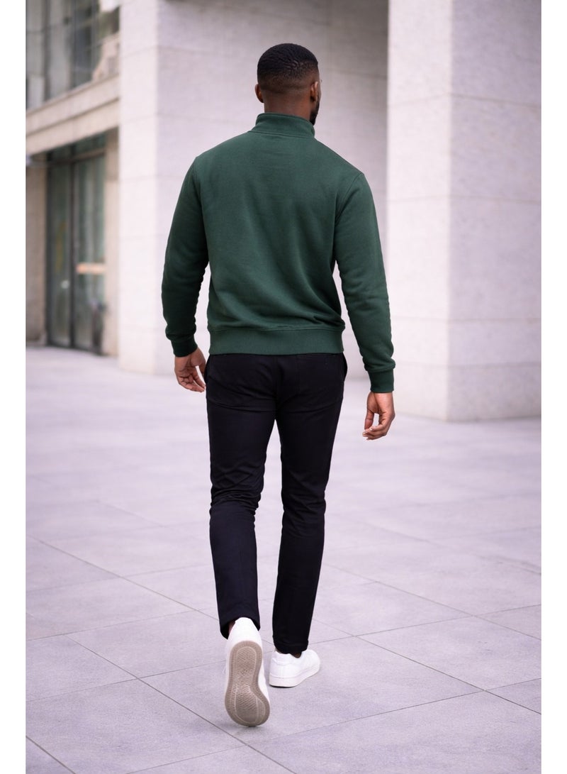 Caesar Men's half-neck cotton hoodie with zipper - Image 3
