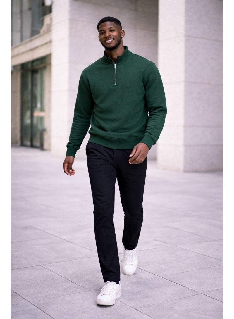 Caesar Men's half-neck cotton hoodie with zipper - Image 1