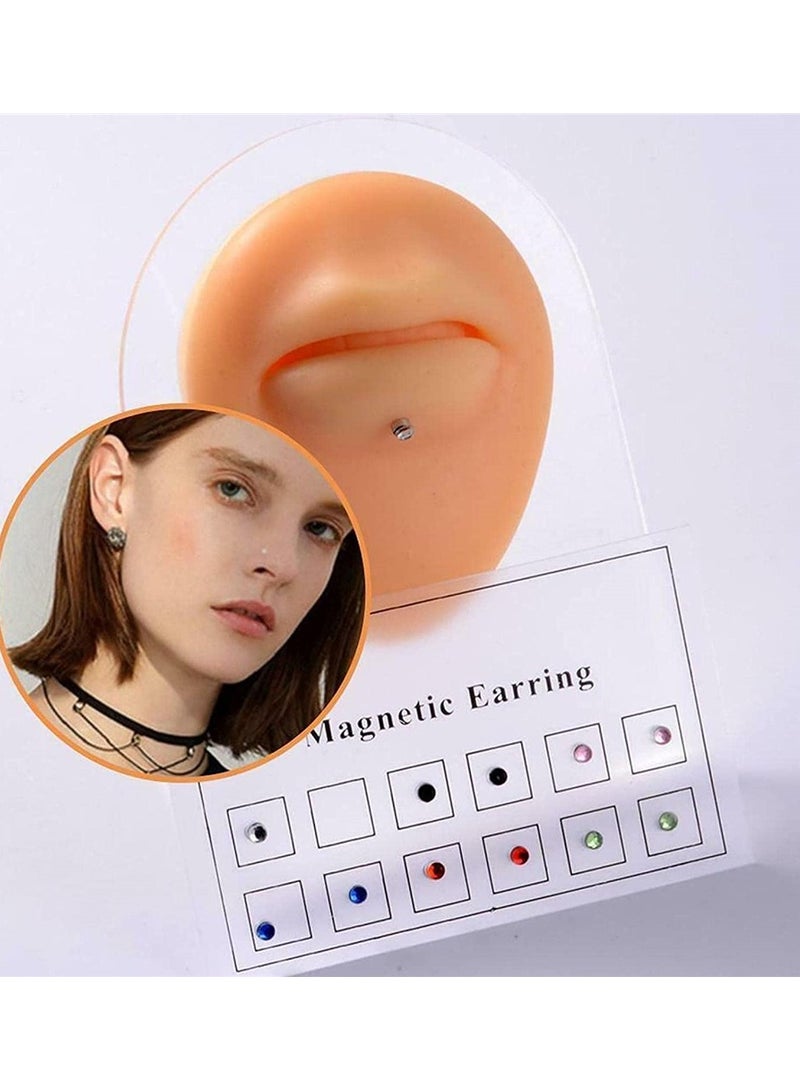 كاست ويف 24 إمرأة رجل مثقب المغناطيسي مسمار الأنف أقراط المغناطيسي كليب سطح مثقب أقراط خاتم الأنف والشفاه كليب - Image 1