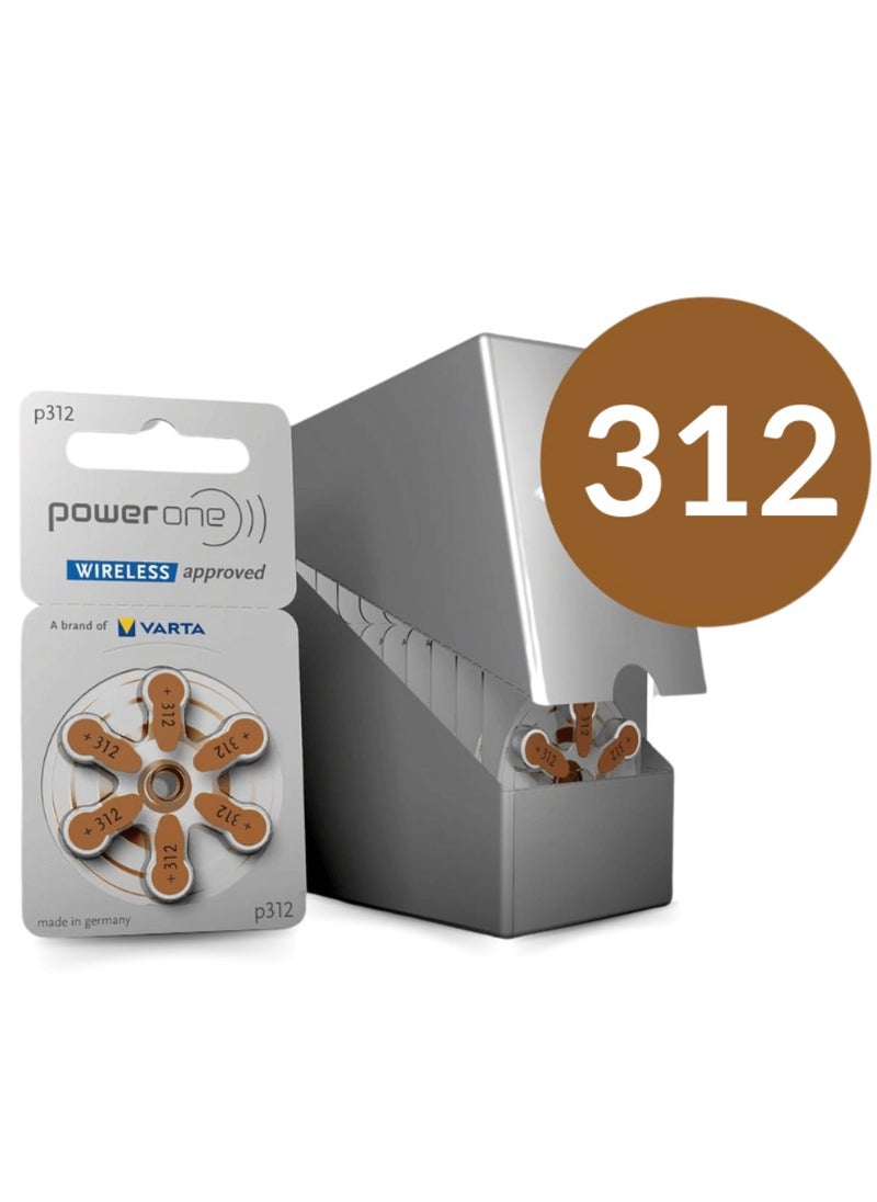 PowerOne - Powerone Wireless Approved (Size 312) Hearing Aid 1.45V Batteries - 60 Pieces - Image 1