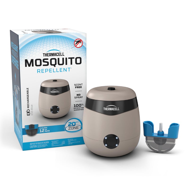 Thermacell E55 ESeries Rechargeable Mosquito Repeller with 20 Mosquito Protection Zone Riverbed Includes 12Hr Repellent Refill Bug Spray Alternative Scent Free No Candle or Flame